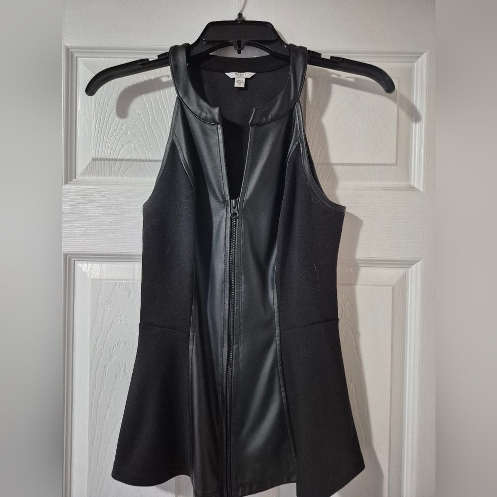 Faux Leather Peplum Top